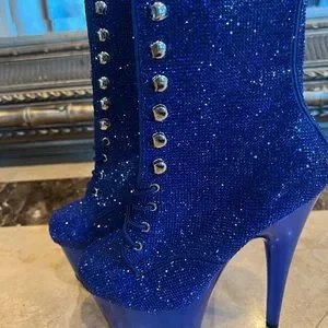 Blue store pleaser boots